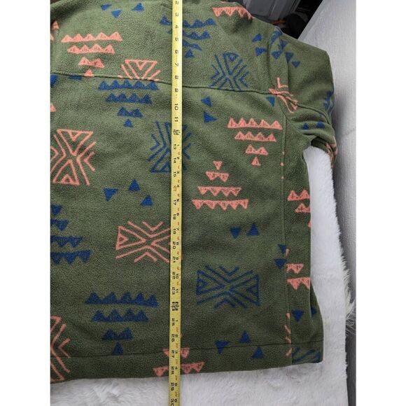 Chubbies Sweater Womens XL Green Cabin Retro Aztec Fleece 1/4 Zip Western Hiking - Picture 8 of 8